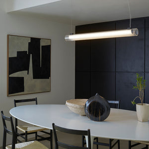 black linear led pendant light dining room