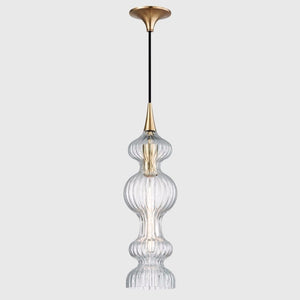 Spindle-Blown Ribbed Pendant | Aged Brass | Lighting Collective