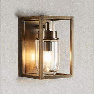 Brass Cube Exterior Light-Wall Lights-Emac & Lawton-Lighting Collective