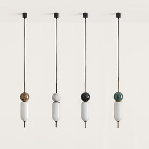 Elegant Marble and Glass Suspended Pendant
