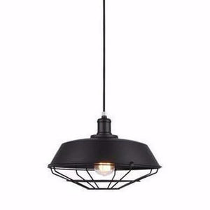 Caged Industrial Styled Black Pendant Light-Pendants-CLA-Lighting Collective