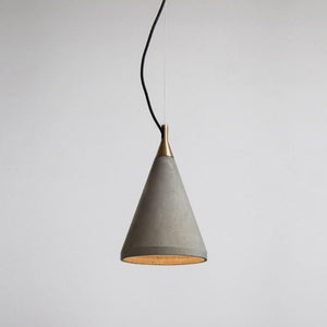 Small Recycled Concrete & Brass Cone Pendant | BENTU | Lighting Collective
