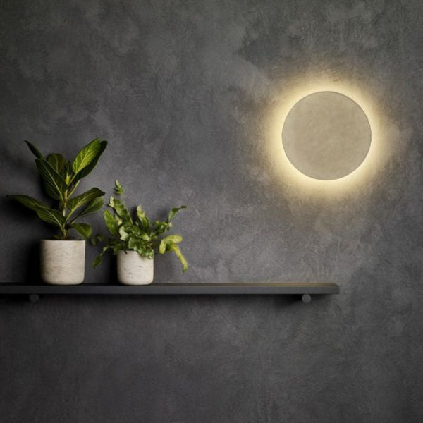 Concrete Minimal Lunar Round LED Wall Light