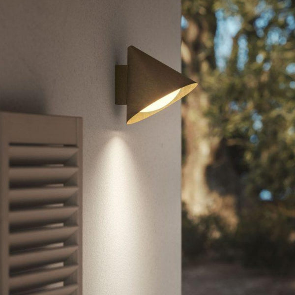 Exterior Brass Cone Flush Wall Light