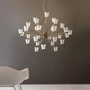Contemporary Adjustable Blown Glass Chandelier-Chandeliers-ICONE LUCE (Studio Italia)-Lighting Collective