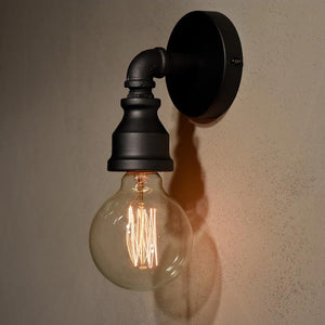Single bulb industrial pipe wall light