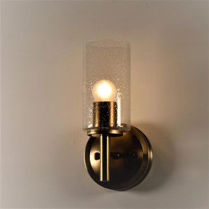 Brass and glass wall light seeded 