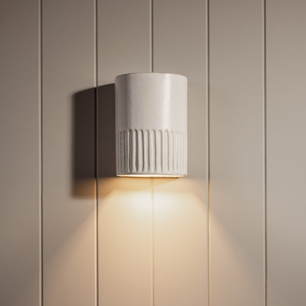 Exterior Ceramic Indented Wall Light | Day