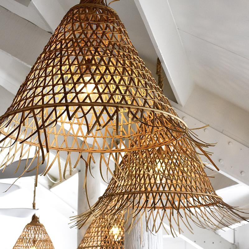 Raw Edged Cone Rattan Pendant | Assorted Finishes & Sizes