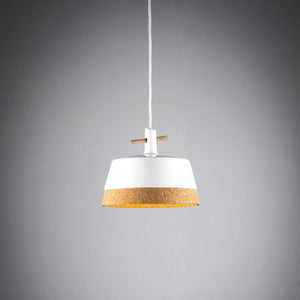 Cork and Gloss White Pendant | Lighting Collective