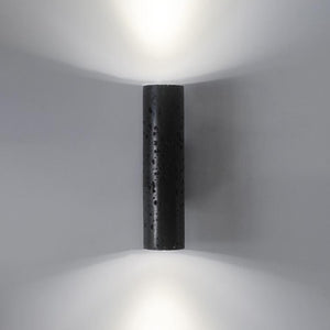 Cylindrical Black Lava Stone Wall Light | Lighting Collective