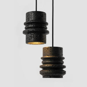 Lava Stone Suspended Pendant 3 and 4 Ringed Options - Lighting Collective