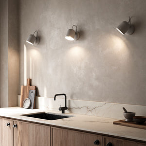Modern Magnet Adjustable Wall Light grey finish in a kitchen