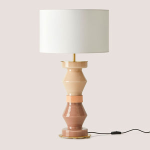 muted coloured glass lamp with matt brass & silhouette/vintage brown finish