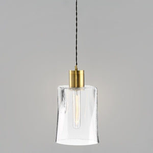 Vintage Clear Glass and Brass Pendant | Lighting Collective