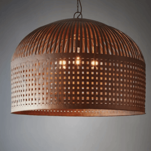 Woven Iron Stripes Pendant Light | Rust | Lighting Collective