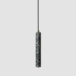 terrazzo pendant light with brass finish by bentu black terrazzo
