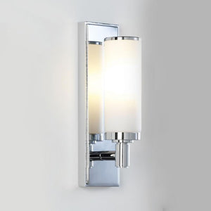 Transitional Cylindrical Chrome & Glass Wall Light