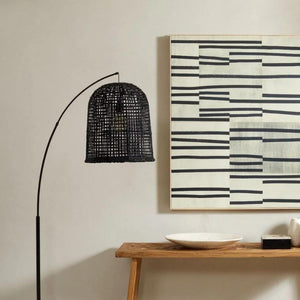 Weave Rattan Rubber-wood Floor Lamp | Lighting Collective