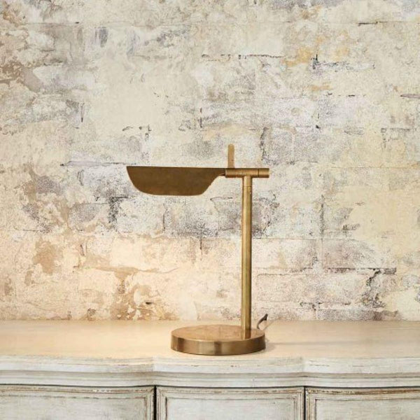 Mid-Century Modern Brass Geometric Table Lamp