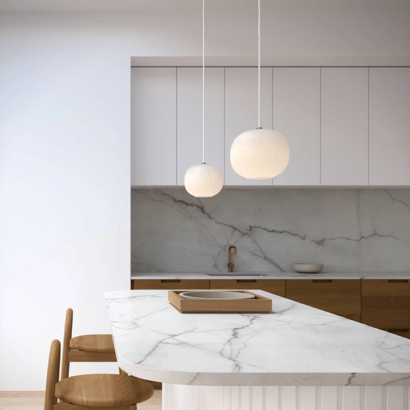 Spherical Opal Glass and Brass Pendant – Lighting Collective