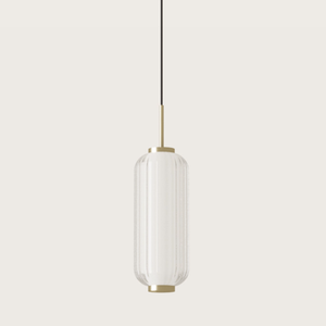 Elegant Oblong Striped Glass Pendant with antique gold finish