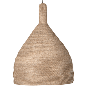 Exotic Organic Dome Pendant ambient with natural tones and palm leaves